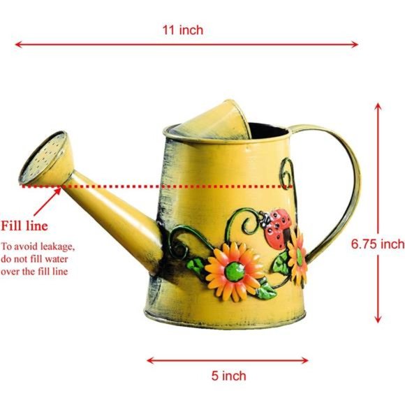 1 Liter Decorative Metal Sunflower & Ladybug Watering Can (4 Cups | 32 OZ) - Picture 2 of 7
